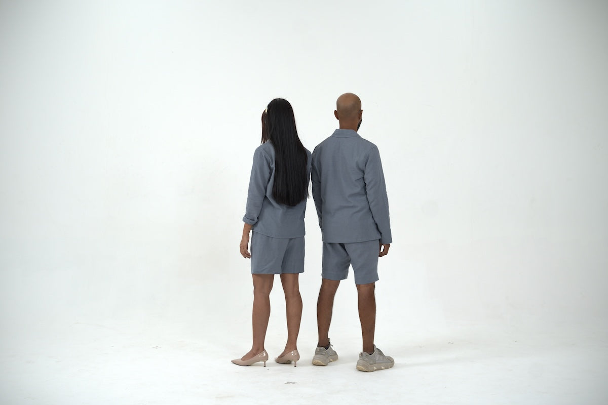 matching gray outfits