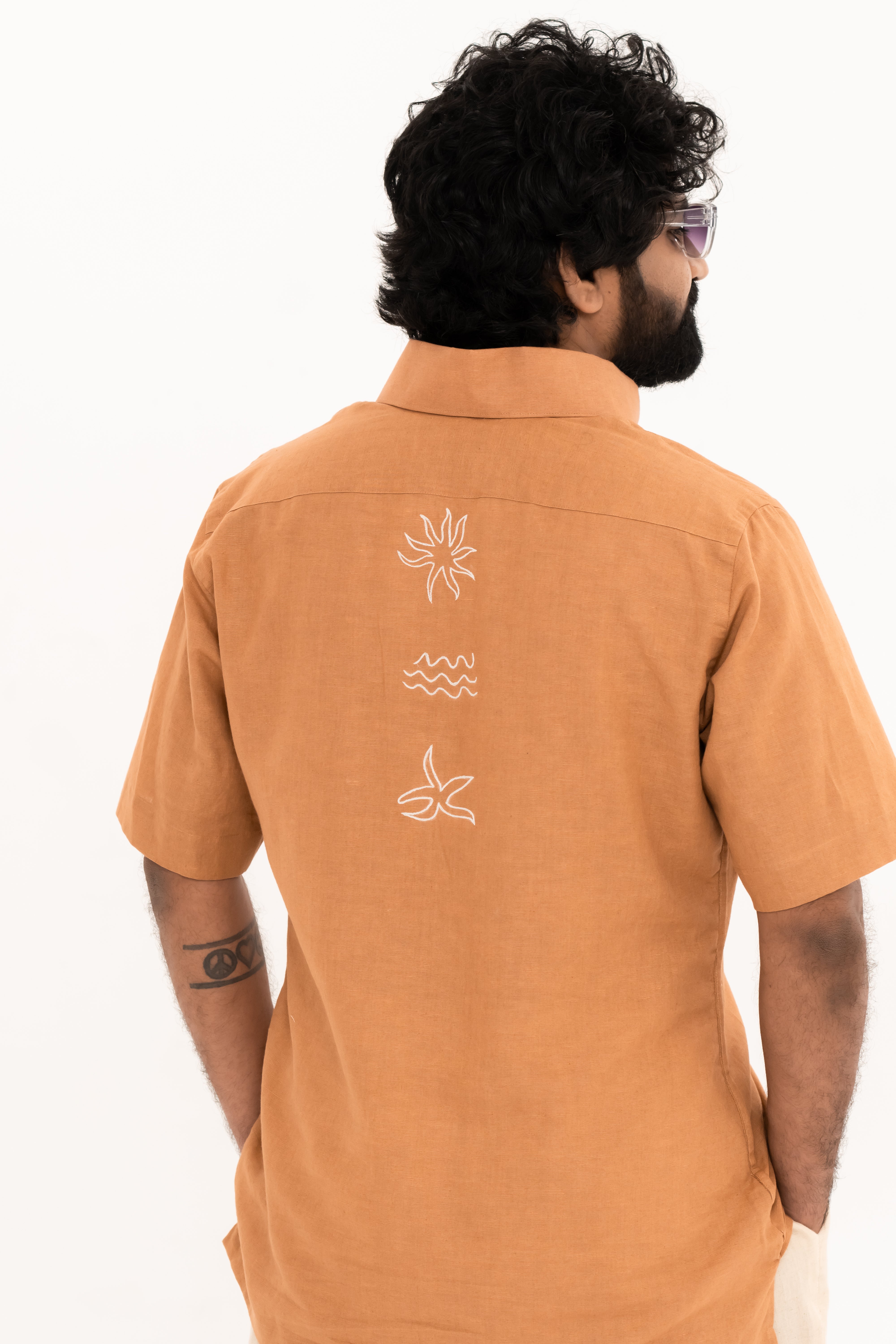 Men's cotton linen embroidered shirt modern ethnic wear