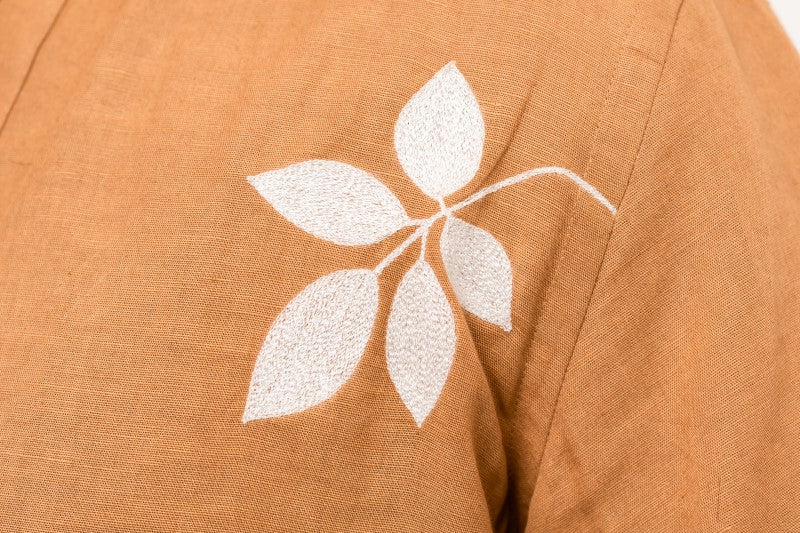 Cotton linen embroidered shirt men modern casual wear
