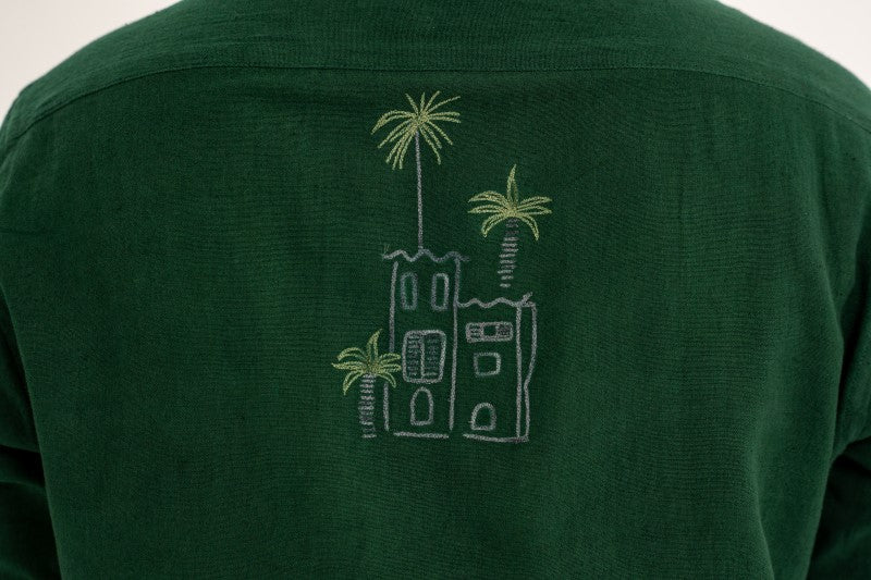 Cotton linen men's ethnic embroidered shirt modern fit
