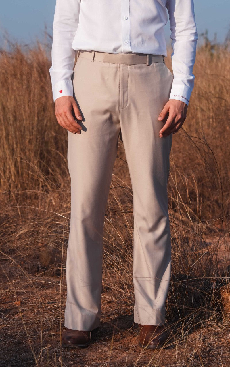 60's Vintage Beige Bell-Bottom Trousers