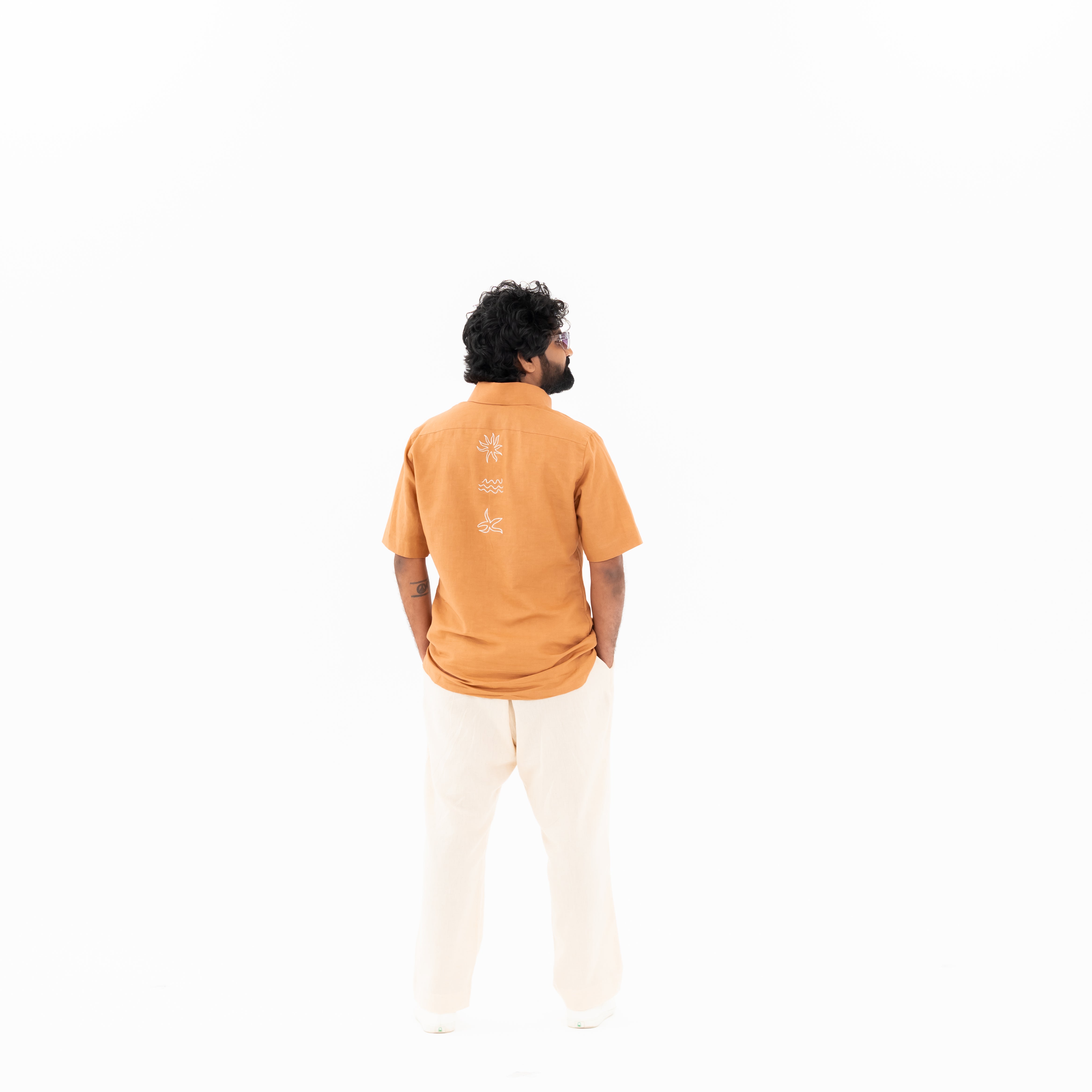 Men's breathable embroidered linen shirt ethnic occasion
